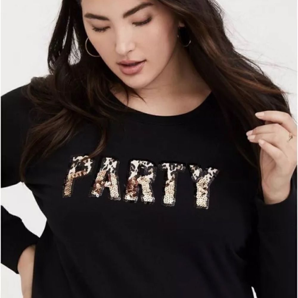 Torrid Party Gold Sequin Leopard Black Pullover Cotton Spandex Sweatshirt 3X